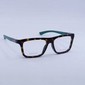 Gucci GG1737O 004 Eyeglasses Havana/Green 54mm Rectangle Frame